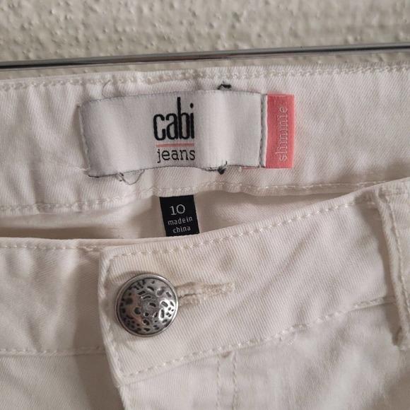 🐑EUC-CAbi Women's Cream Straight Leg Jeans - Picture 12 of 13